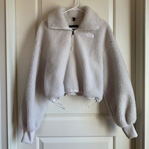 The North Face Sherpa 1/4 Zip Cropped Fleece White